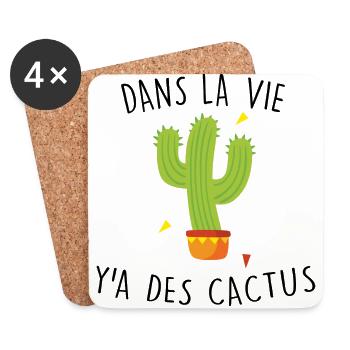 dans la vie y a des cactus - Dessous de verre (lot de 4) - blanc - Devant