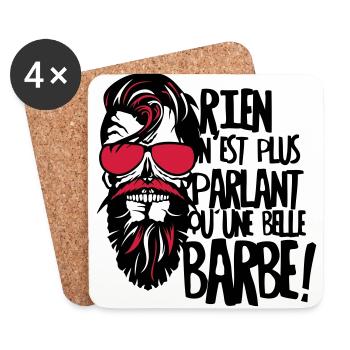 tete de mort hipster barbu citation rien parlant b - Dessous de verre (lot de 4) - blanc - Devant