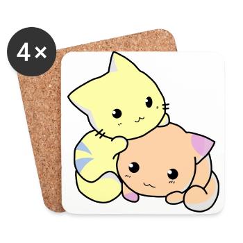 Chats Kitties Bébés Doux Anime - Dessous de verre (lot de 4) - blanc - Devant