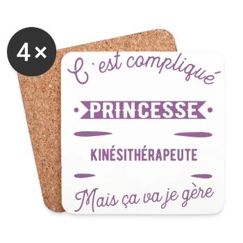 Princesse Kinésithérapeute cadeau métier - Dessous de verre (lot de 4) - blanc - Devant