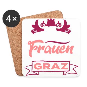 Die schönsten Frauen kommen aus Graz - SHIRTBUBBLE - Untersetzer (4er-Set) - Weiß - Vorne