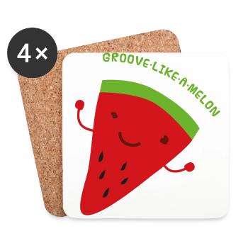Tanzende Melone - Untersetzer (4er-Set) - Weiß - Vorne