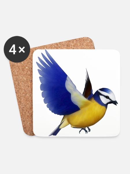 blaumeise,meise,vogel,tier - Untersetzer (4er-Set) - Weiß