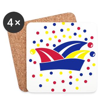 Carnival carnival fool cap 1, 2 or 3 colors - Coasters (set of 4) - white - Front