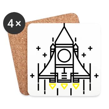 Retro Rakete - Untersetzer (4er-Set) - Weiß - Vorne
