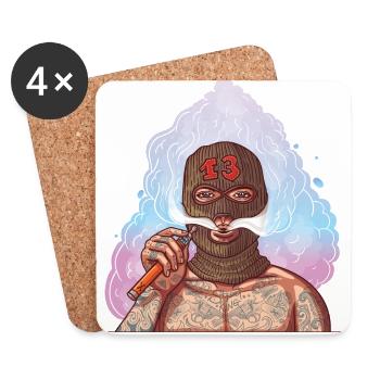 Vape Gangster mit Tattoos und Sturmhaube - Untersetzer (4er-Set) - Weiß - Vorne