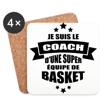 je suis le coach d'une super équipe de basket - Dessous de verre (lot de 4) - blanc - Devant