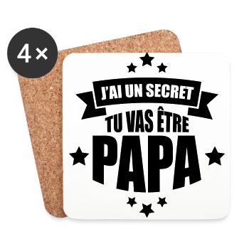 j'ai un secret tu vas être papa - Dessous de verre (lot de 4) - blanc - Devant