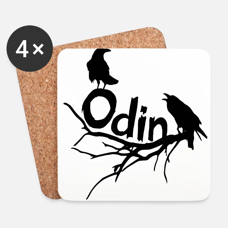 Odin Rabe schwarz - Untersetzer (4er-Set) - Weiß