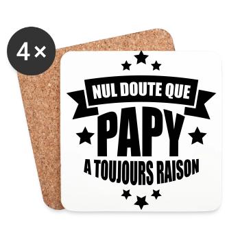nul doute que papy a toujours raison - Dessous de verre (lot de 4) - blanc - Devant