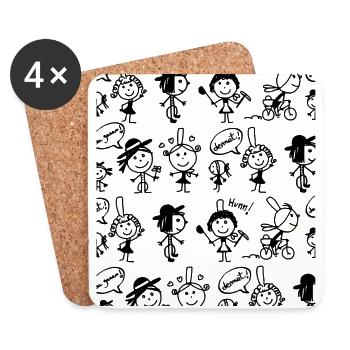 small Breton characters - Coasters (set of 4) - white - Front