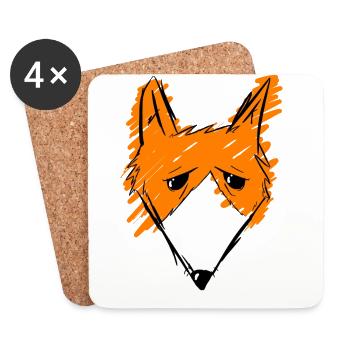 Fox Kopf - Untersetzer (4er-Set) - Weiß - Vorne