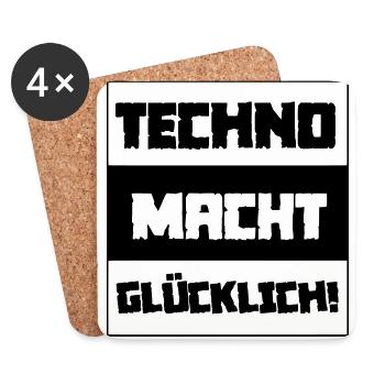 Techno is happy! - Coasters (set of 4) - white - Front
