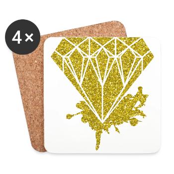 Diamond Gold Glitter Style Fashion Glitter Unique - Coasters (set of 4) - white - Front