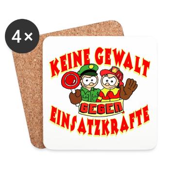 Keine Gewalt gegen Einsatzkräfte - Untersetzer (4er-Set) - Weiß - Vorne