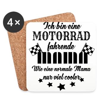 ich bin eine Motorrad fahrende Mama - Untersetzer (4er-Set) - Weiß - Vorne