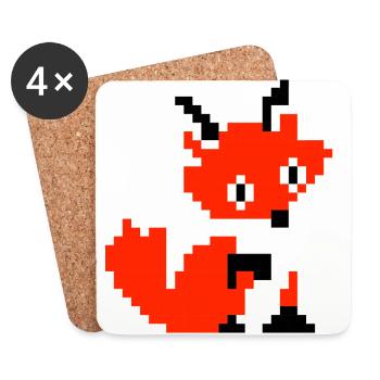 Fox Fox Paw Pixel Design rétro chemise cadeau - Dessous de verre (lot de 4) - blanc - Devant