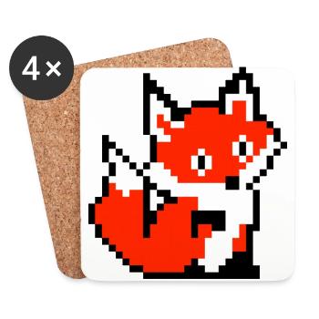 Fox Fox Paw rétro conception de chemise de pixel - Dessous de verre (lot de 4) - blanc - Devant