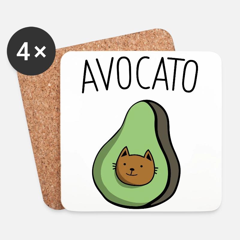 Avocado - Untersetzer (4er-Set) - Weiß