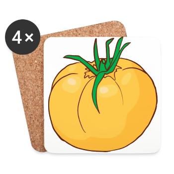 Tomates jaunes Paradeiser - Dessous de verre (lot de 4) - blanc - Devant