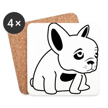 Trauriger Frenchie - Untersetzer (4er-Set) - Weiß - Vorne
