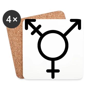 Symbole transgenre trans, transsexuel - Dessous de verre (lot de 4) - blanc - Devant