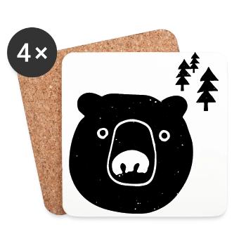 Bär im Wald Zeichnung - Untersetzer (4er-Set) - Weiß - Vorne