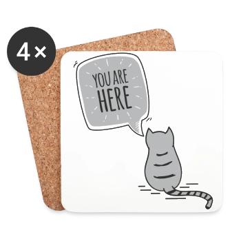Chat - Dessous de verre (lot de 4) - blanc - Devant