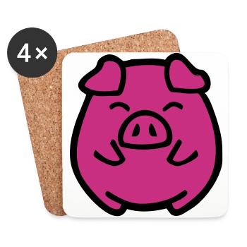 cute pig - Coasters (set of 4) - white - Front