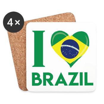 Brésil Coupe du Monde de Fan de Cadeau de Football - Dessous de verre (lot de 4) - blanc - Devant