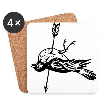 Dead bird - arrow in the heart - Coasters (set of 4) - white - Front