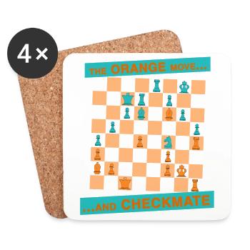 Le mouvement ORANGE ... et CHECKMATE - Canton - Dessous de verre (lot de 4) - blanc - Devant