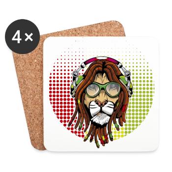 Rastafarian lion - Coasters (set of 4) - white - Front