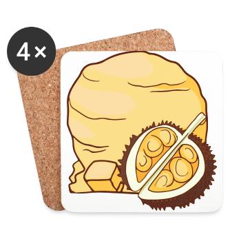 Durian Eis Speiseeis Eiskrem Eiscreme Kugeleis - Untersetzer (4er-Set) - Weiß - Vorne