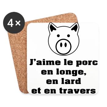 longe-lard-travers-NB - Dessous de verre (lot de 4) - blanc - Devant