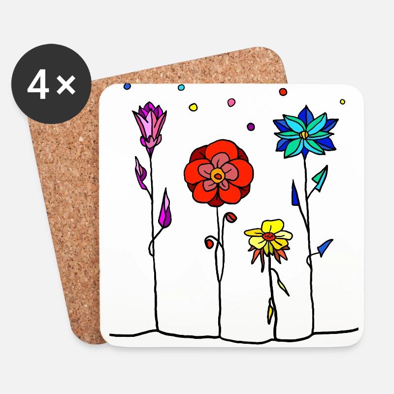 Blumen - Untersetzer (4er-Set) - Weiß