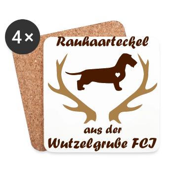 Wutzelgrube Logo Geweih - Untersetzer (4er-Set) - Weiß - Vorne