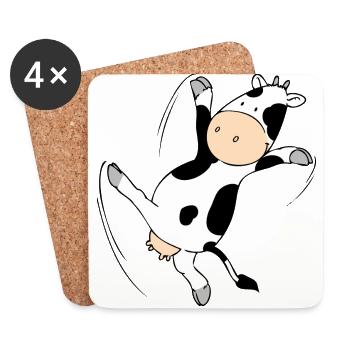 Mooviestars - Dancing Cow - Untersetzer (4er-Set) - Weiß - Vorne