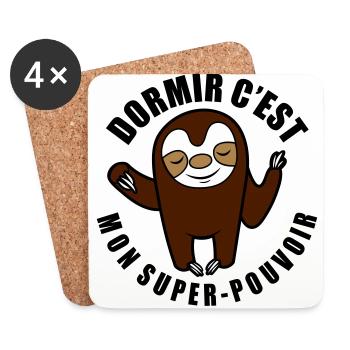 dormir c'est mon super-pouvoir - Dessous de verre (lot de 4) - blanc - Devant