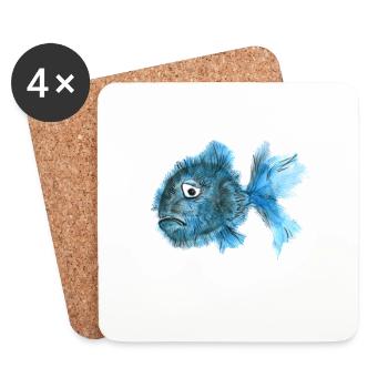 fisch traurig depressiv blau kugelfisch stacheln - Untersetzer (4er-Set) - Weiß - Vorne