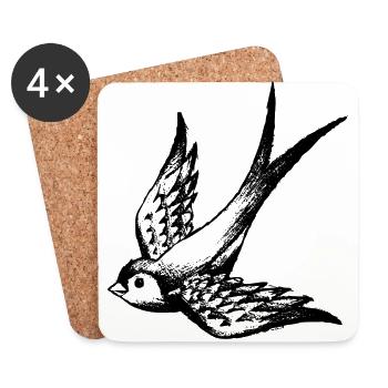swallow bird summer wings - Coasters (set of 4) - white - Front