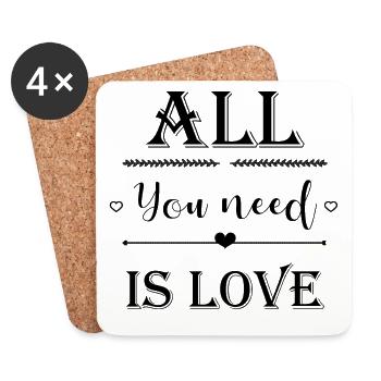 All you need is love - Coasters (set of 4) - white - Front