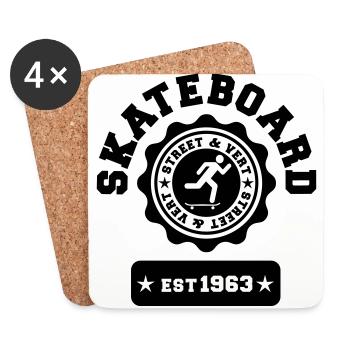 Skateboard-Straße und Vert - Untersetzer (4er-Set) - Weiß - Vorne