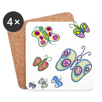 les papillons de joie - Dessous de verre (lot de 4) - blanc - Devant