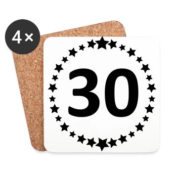 30 / / Thirty / / Thirtieth / / Anniversary / / - Coasters (set of 4) - white - Front