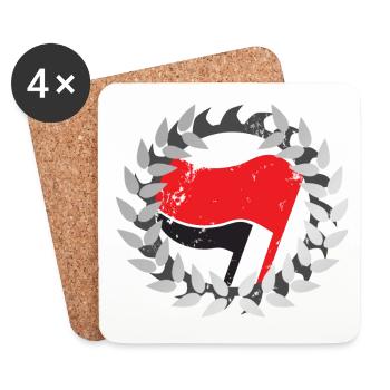 ANTIFA FLAGGE KRANZ RAHMEN FAHNE SÄGEBLATT - Untersetzer (4er-Set) - Weiß - Vorne