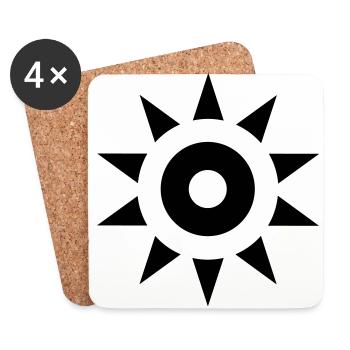 soleil noir roue temps force moteur étoile planète - Dessous de verre (lot de 4) - blanc - Devant