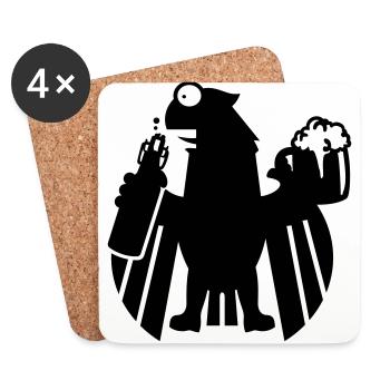 Kampftrinker Satirischer Adler / Boozer eagle (1c) - Untersetzer (4er-Set) - Weiß - Vorne