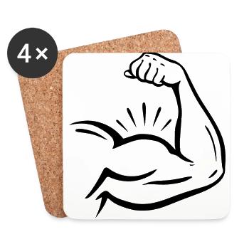 Bodybuilding - Untersetzer (4er-Set) - Weiß - Vorne