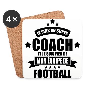 je suis un coach de football fier de mon équipe - Dessous de verre (lot de 4) - blanc - Devant